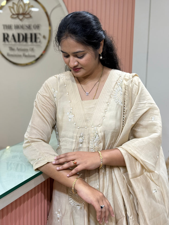 Pure Mul Chanderi handwork collection A Line Pattern | R229
