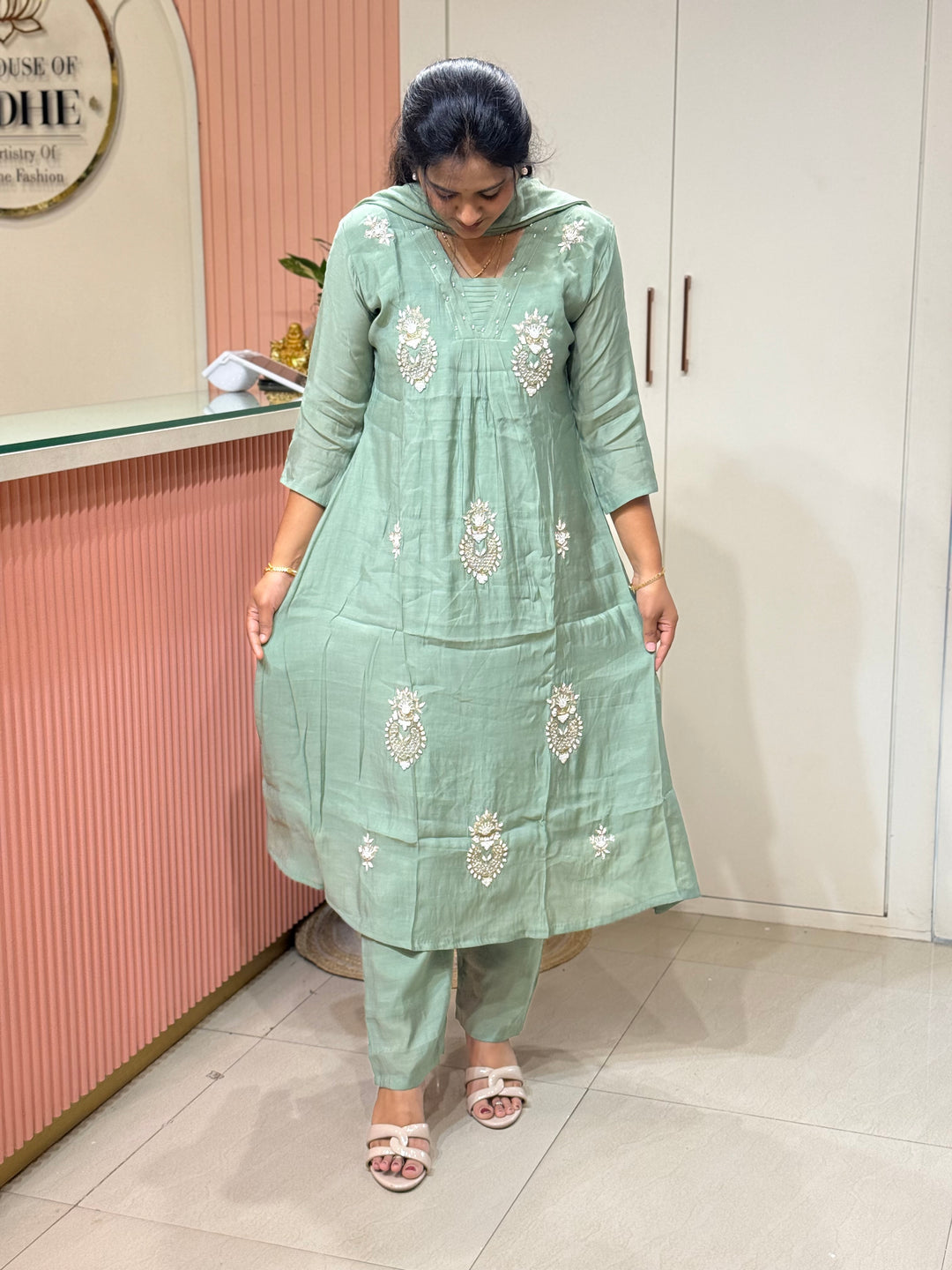 Mul Chanderi With Cut Dana and Zardosi Semi Party Wear Collection | R206