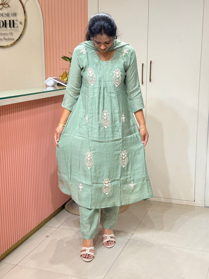 Mul Chanderi With Cut Dana and Zardosi Semi Party Wear Collection | R206