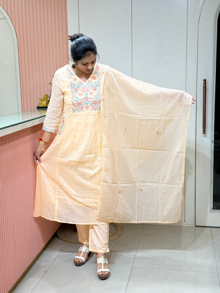 Pure Mul Cotton with Embroidery Work (Cotton Lining)  | R168