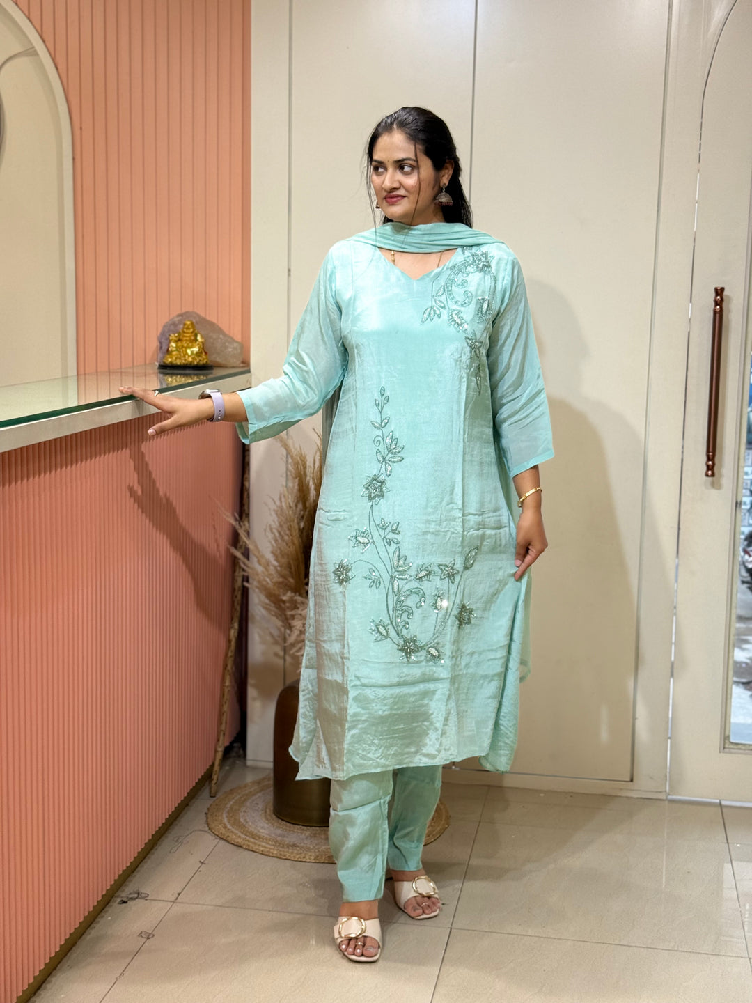 Pure Chinon Handwork Collection Party Wear  | R177