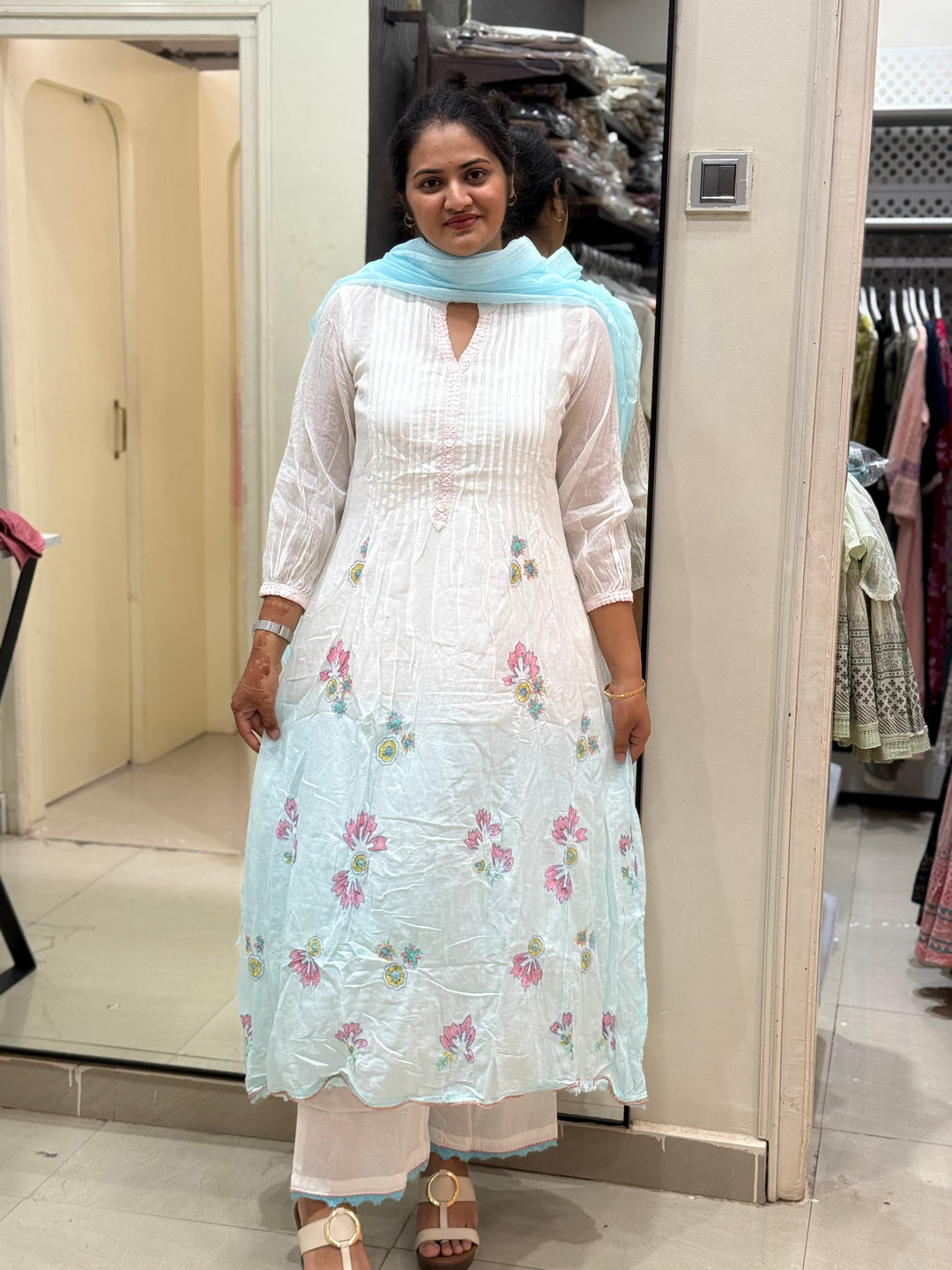 Premium Mul Cotton Ombré Shade Collection With Kota Doria Dupatta | R176