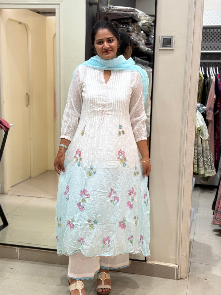 Premium Mul Cotton Ombré Shade Collection With Kota Doria Dupatta | R176