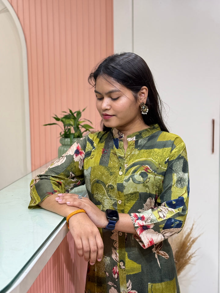 Rayon 2 piece collection with floral work | R137