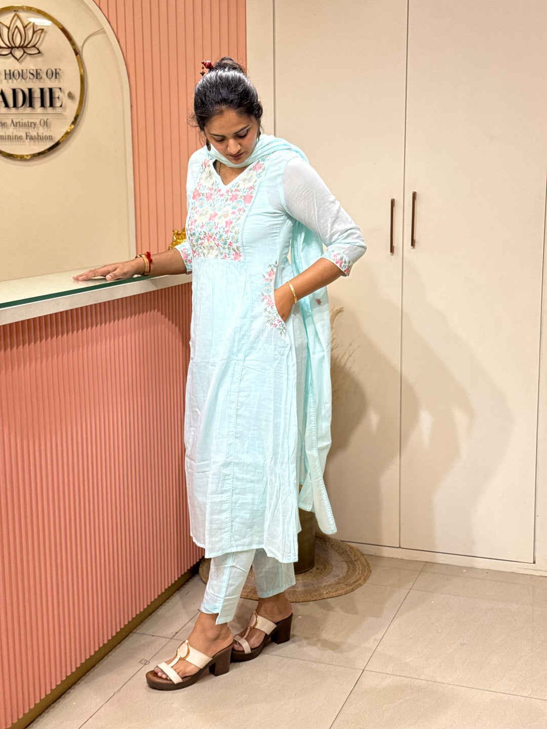 Pure Mul Cotton with Embroidery Work (Cotton Lining)  | R168