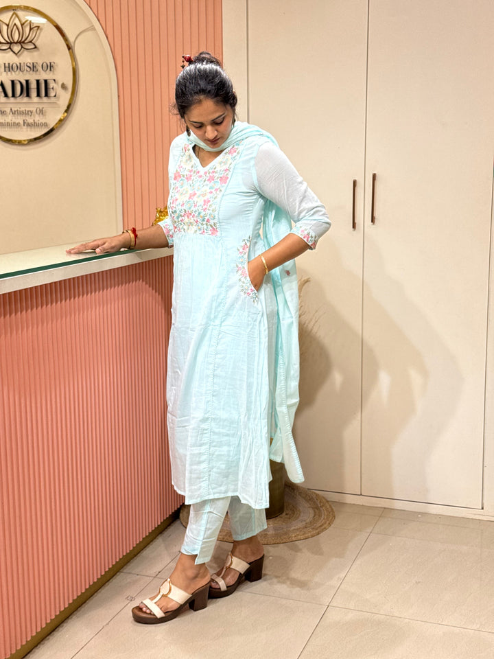 Pure Mul Cotton with Embroidery Work (Cotton Lining)  | R168