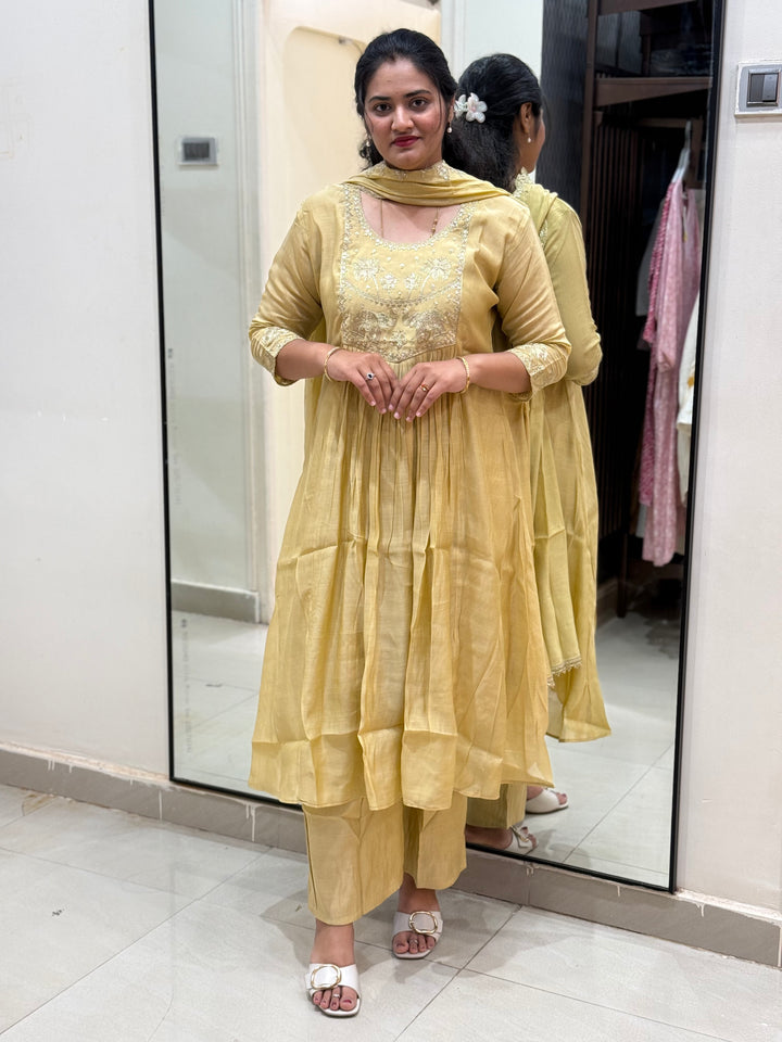Mul Chanderi 3Pcs Set Collection (Cotton Lining )| R209
