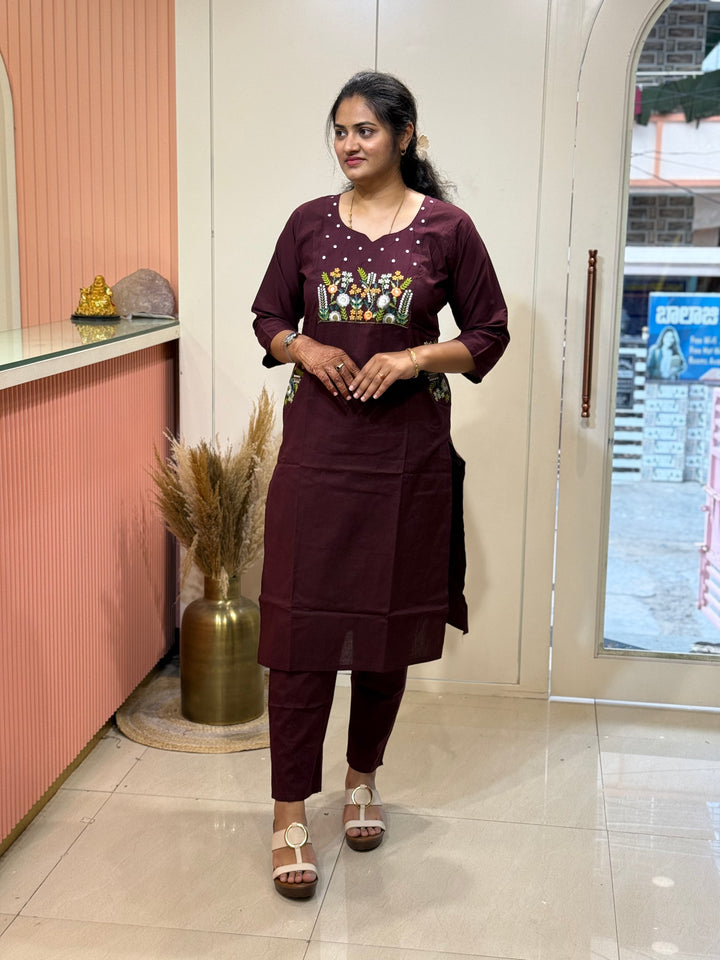 Cotton 2 Pc Kurta Set – Embroidered Collection | R137