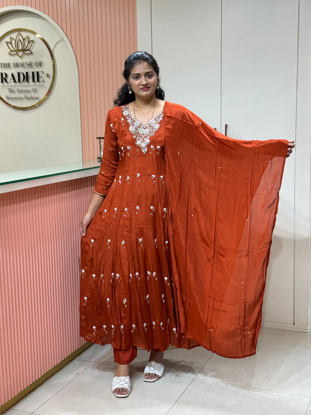 Pure Chinon Festive Collection | Full Handwork, Sequin &amp; Cut Dana | R177