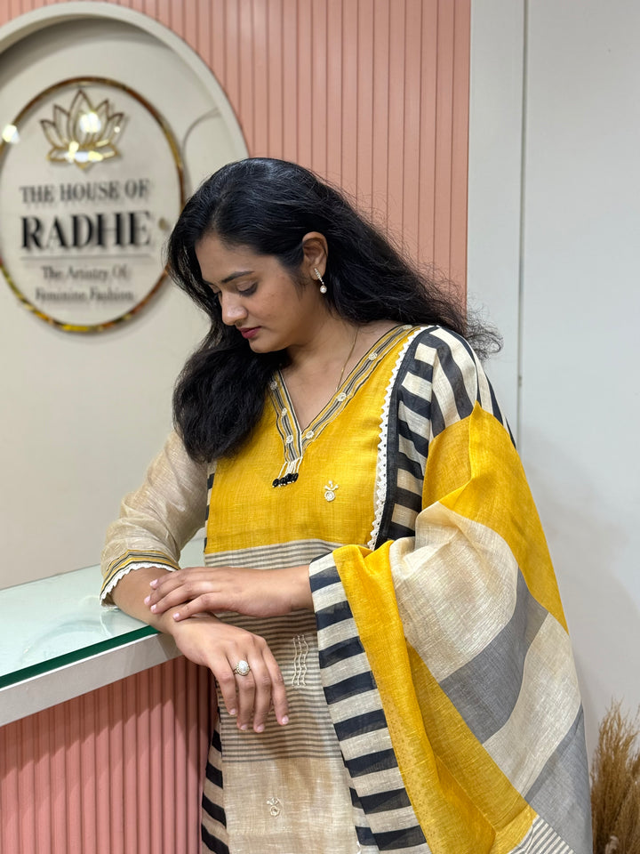 Luxury Pure Linen Collection – Kantha Stitch &amp; Knot Work | R154
