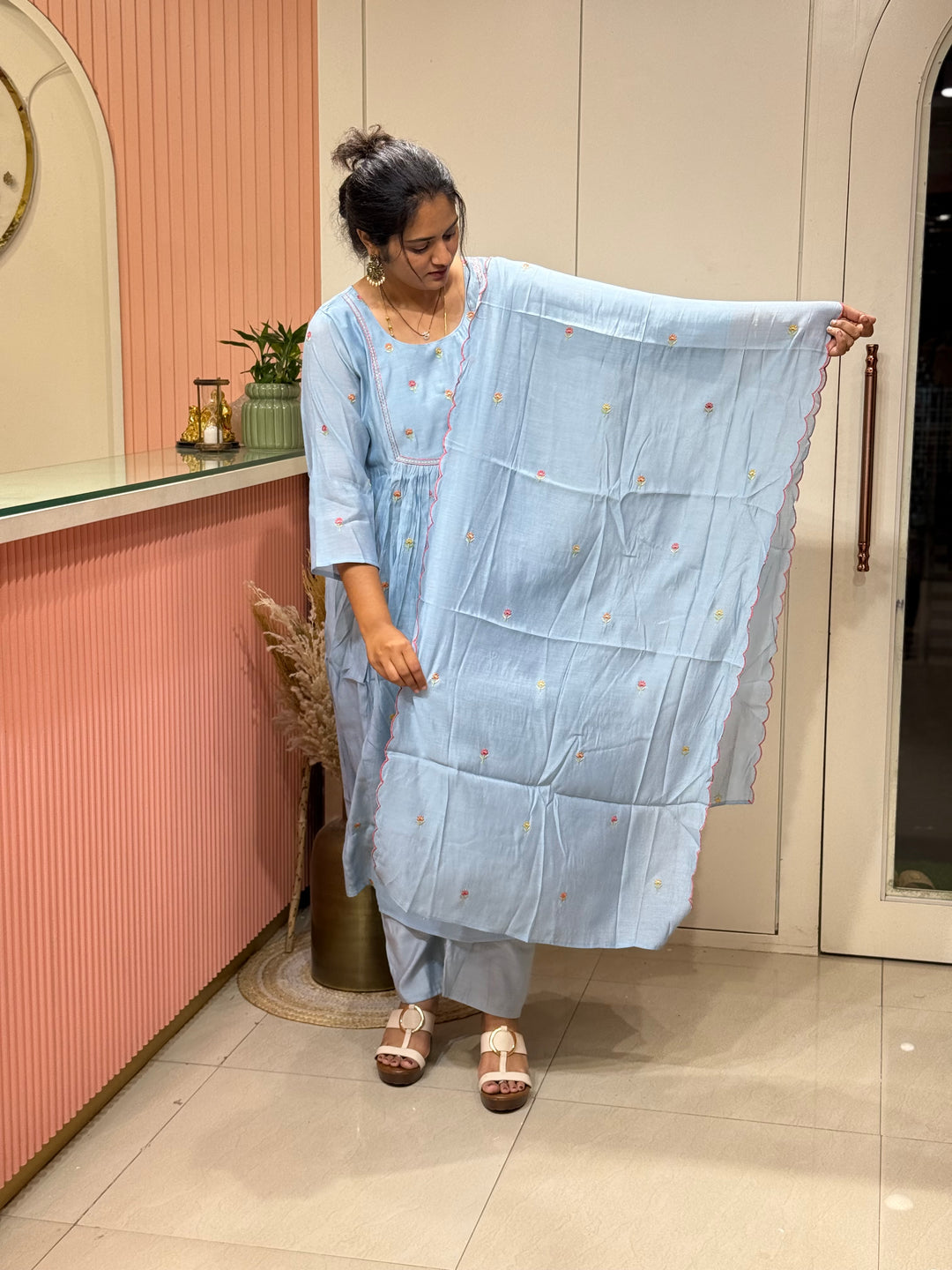 Mul Chanderi with Cute Embroidery work | R208