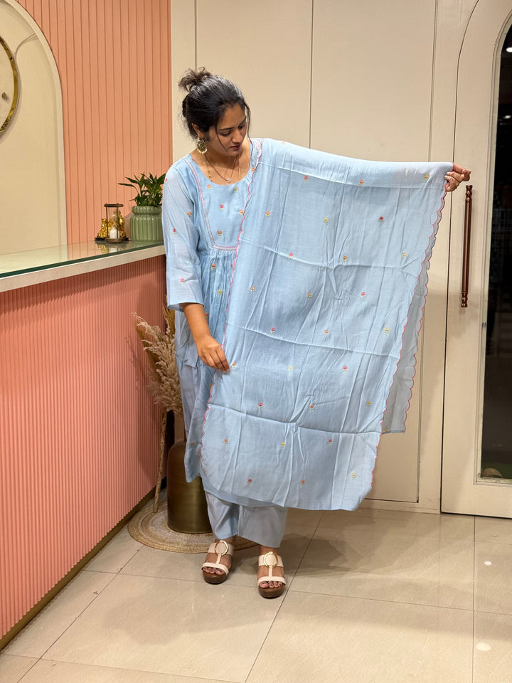 Mul Chanderi with Cute Embroidery work | R208