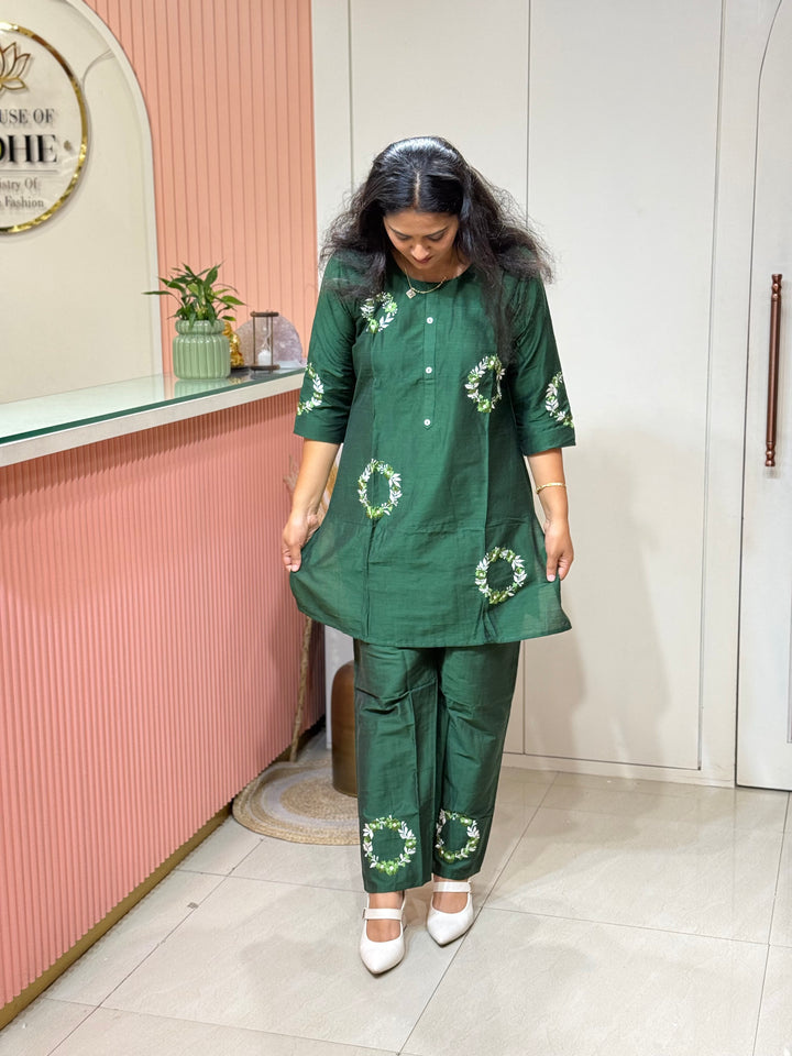 Co-Ord Set Collection with Beautiful Embroidery Design in Top and Bottom | R137