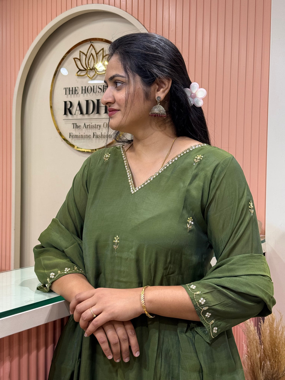 Mul Chanderi semi Party wear | R214