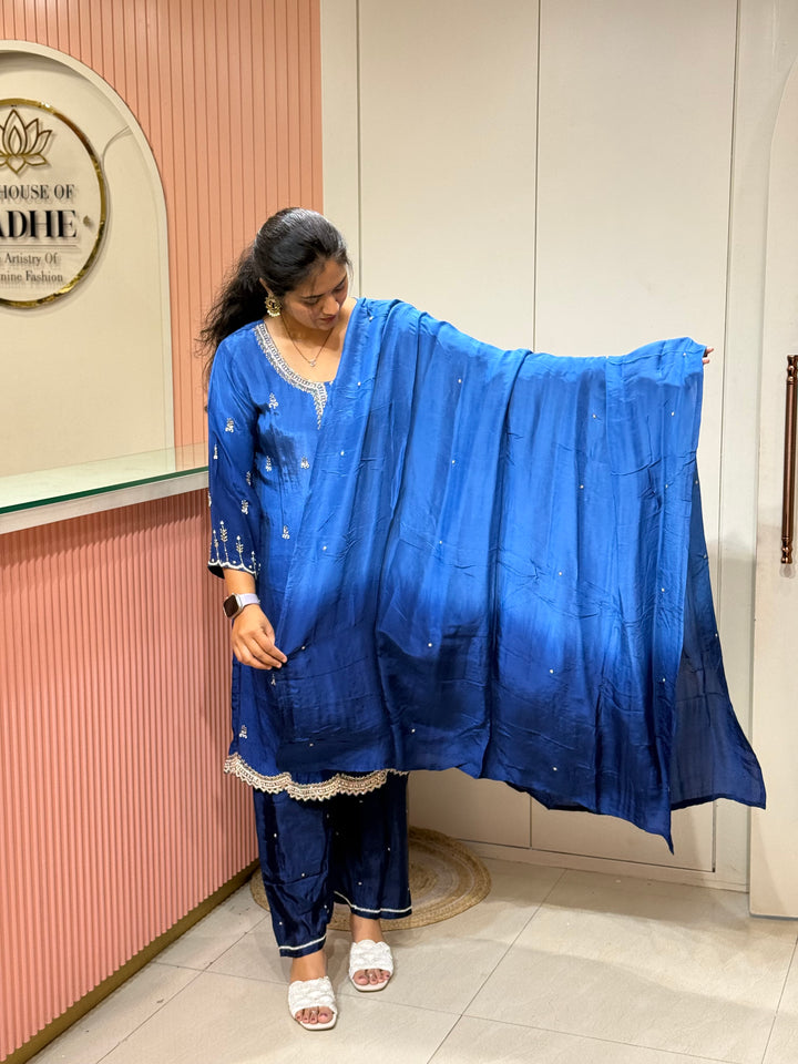 Pure Chinon Heavy Handwork Flared Palazzo Collection | R117