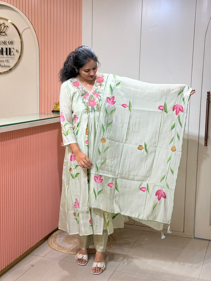 Mul Chanderi Collection with Brush Paint | R209