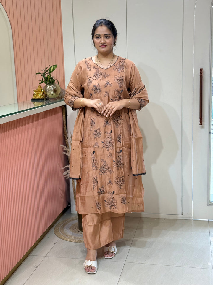 Mul Chanderi with Embroidery Work (Cotton Lining) | R138