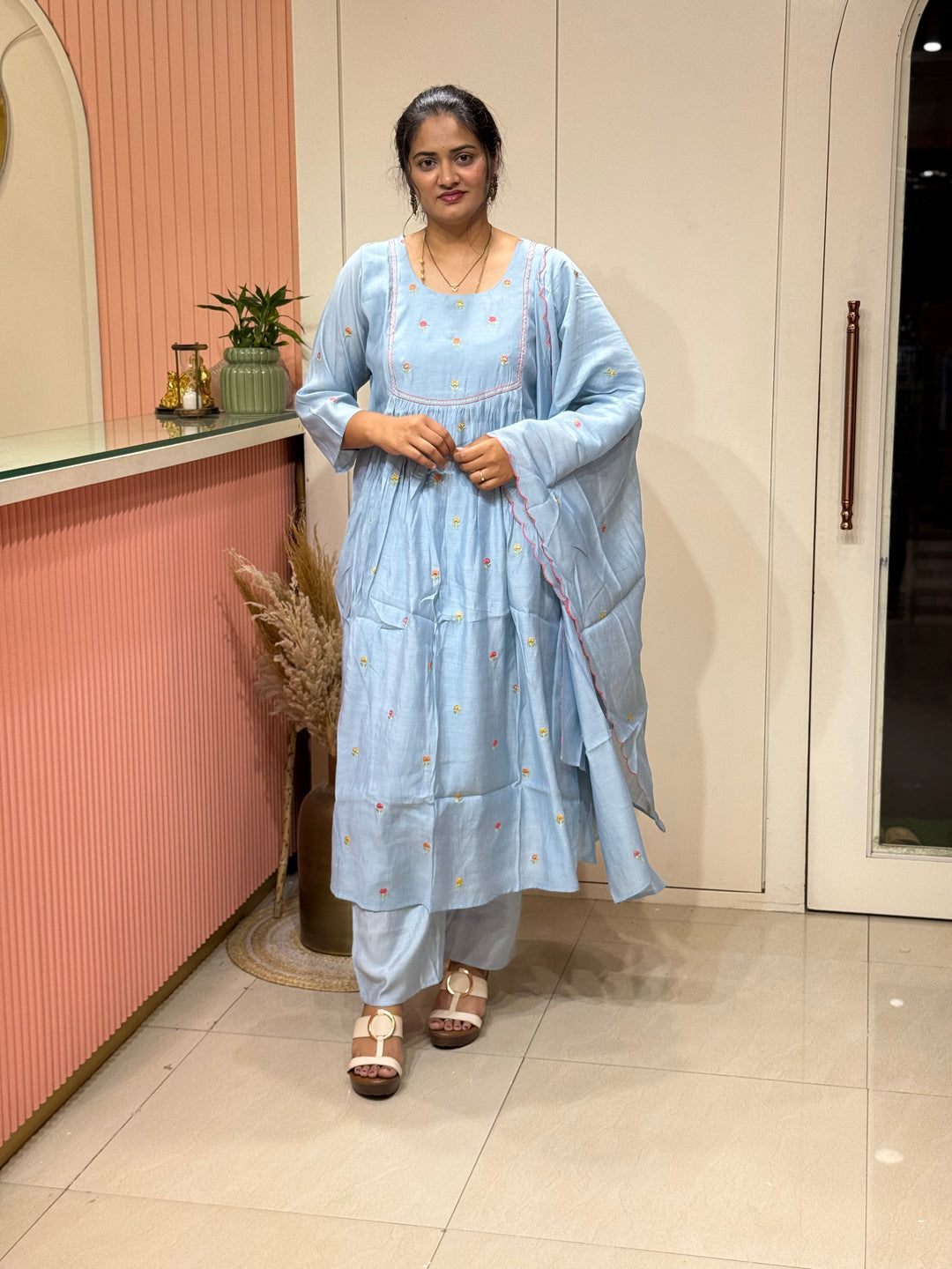 Mul Chanderi with Cute Embroidery work | R208
