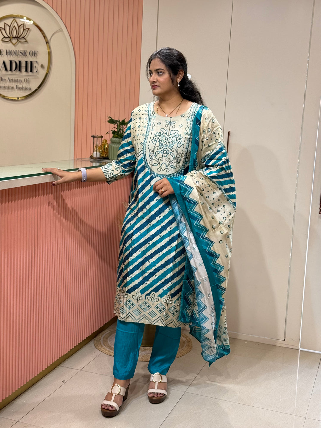 Tusser fabric with Bandhani design Collection (Cotton Lining )| R227