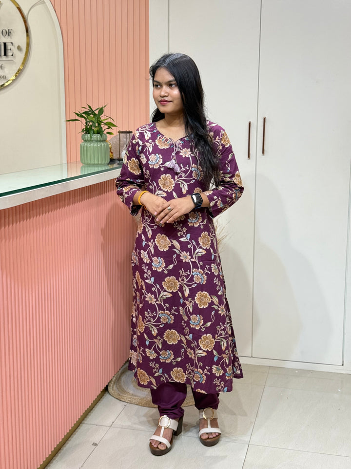 Cotton 2 piece collection with floral work | R137