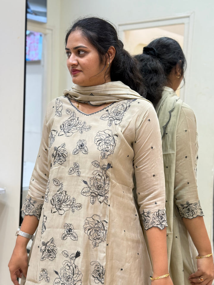 Mul Chanderi with Embroidery work | R138