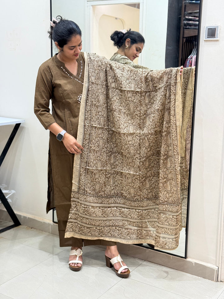 Angrakha Pattern Cotton 3 Pc Kurta Set with Kalamkari Dupatta – RADHE8 ...