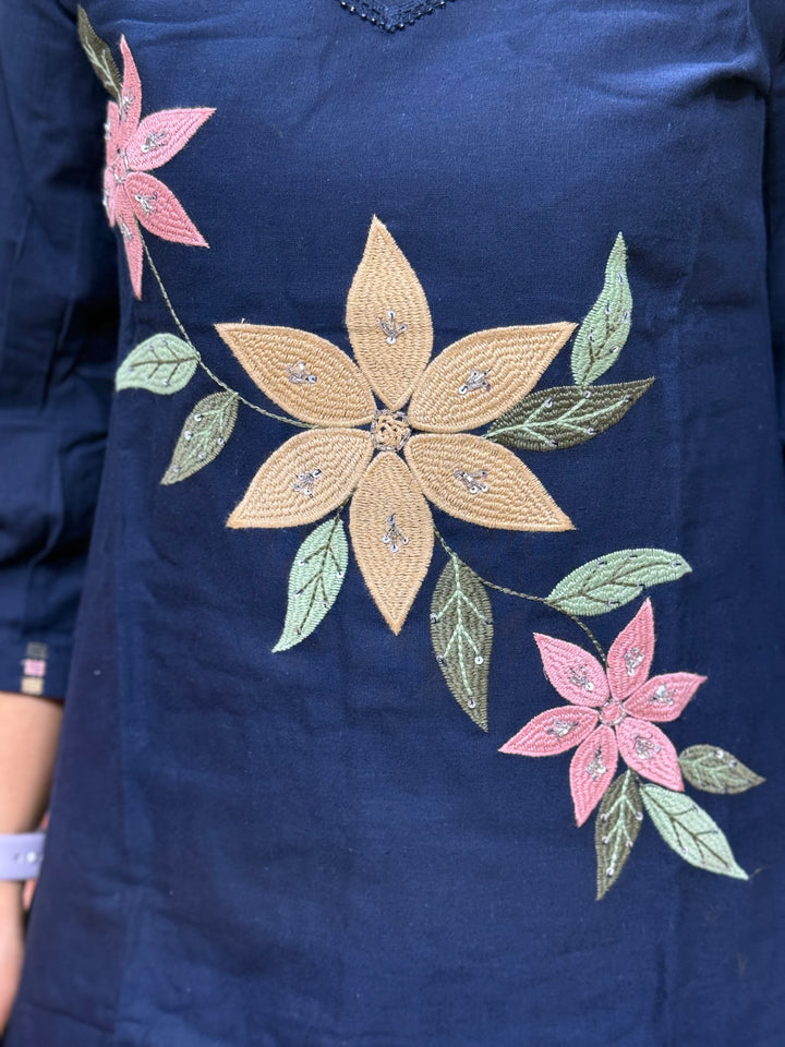 Khadi Cotton Embroidered Two-Piece Co-Ord Set | R167