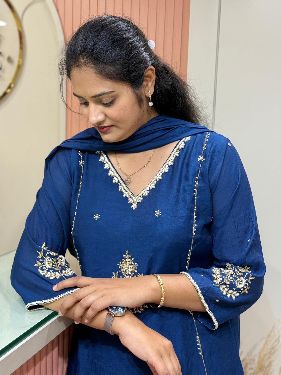 Coral Mul Chanderi Partywear Collection |Cut Dana  &amp; Zardozi Work | R206