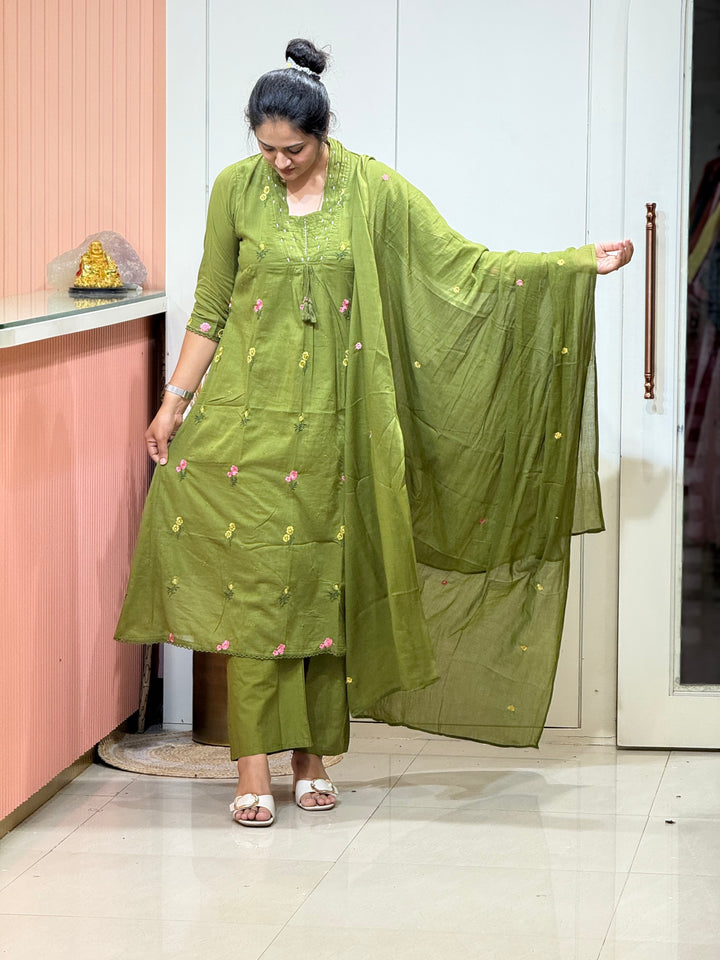 Mul Cotton Beautiful Embroidery work, cotton Lining  | R176￼