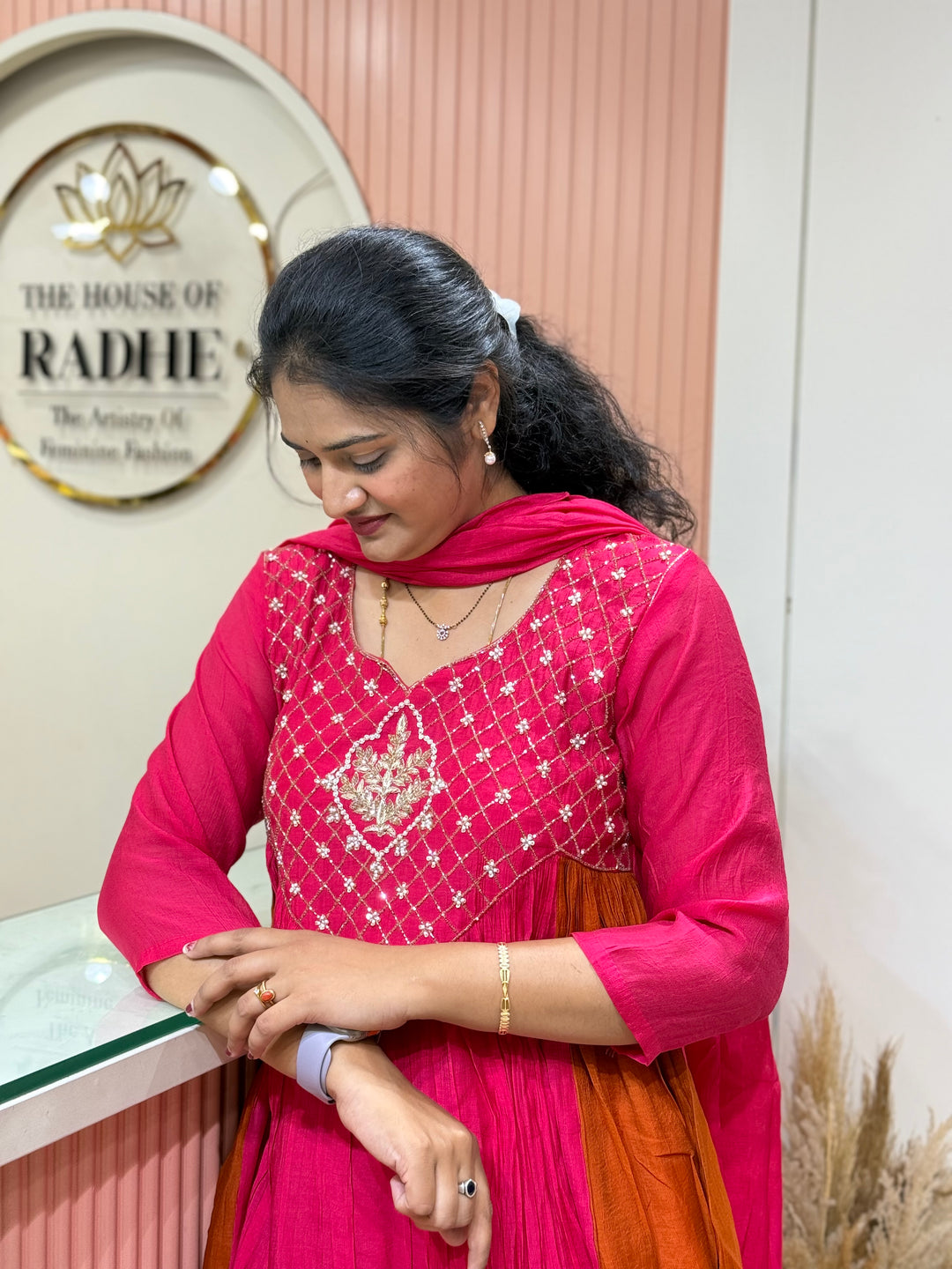 Coral Mul Chanderi with Cut Dana Work | R206