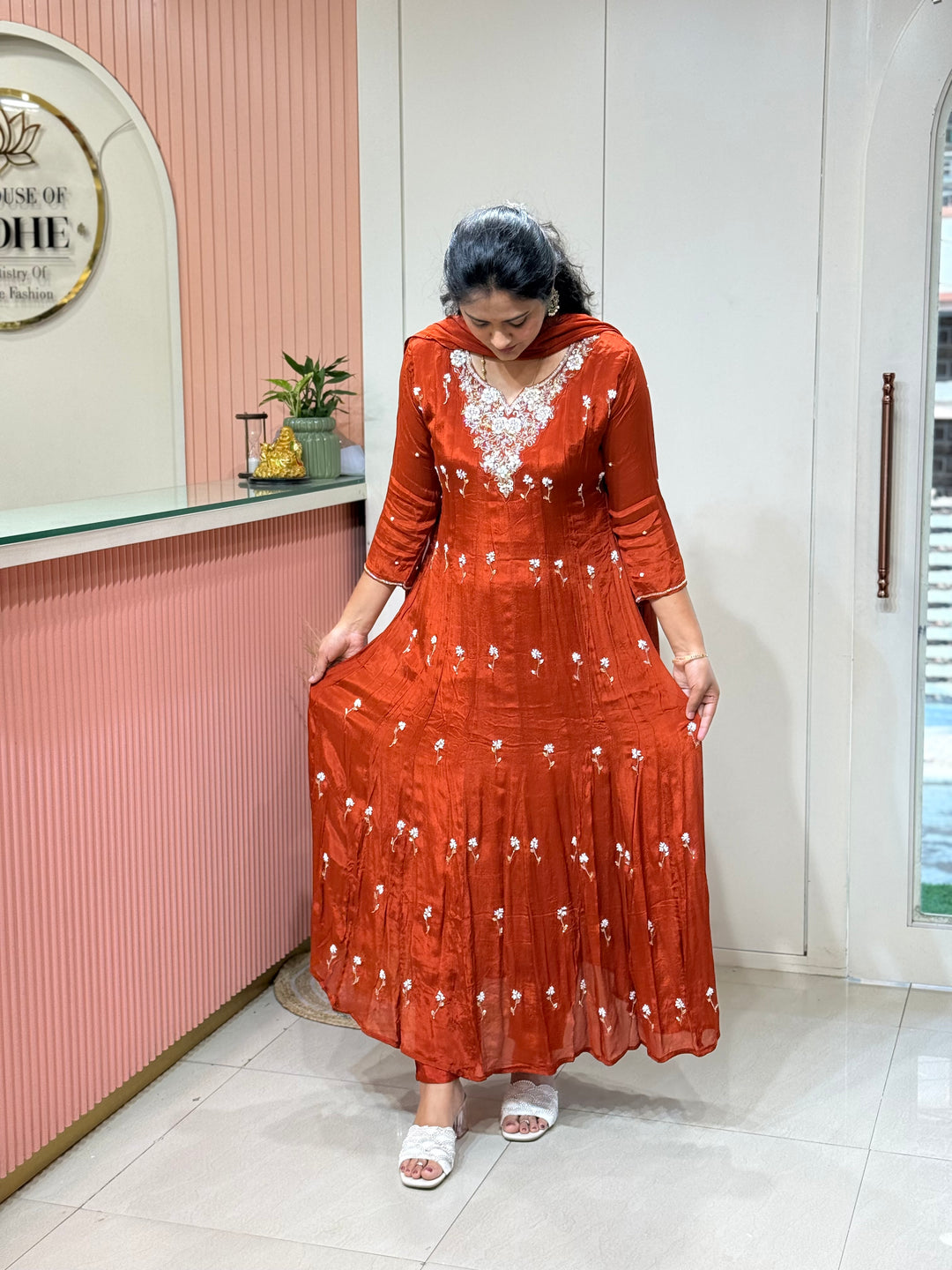 Pure Chinon Festive Collection | Full Handwork, Sequin &amp; Cut Dana | R177