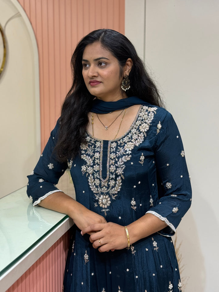 Pure Chinon Festive Collection | Full Handwork, Sequin &amp; Cut Dana | R177