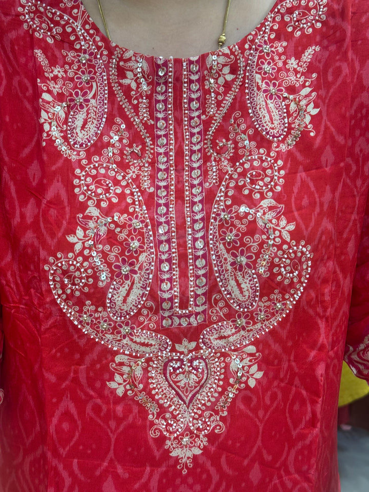 Tusser fabric with Ikkat design Collection (Cotton Lining )| R227