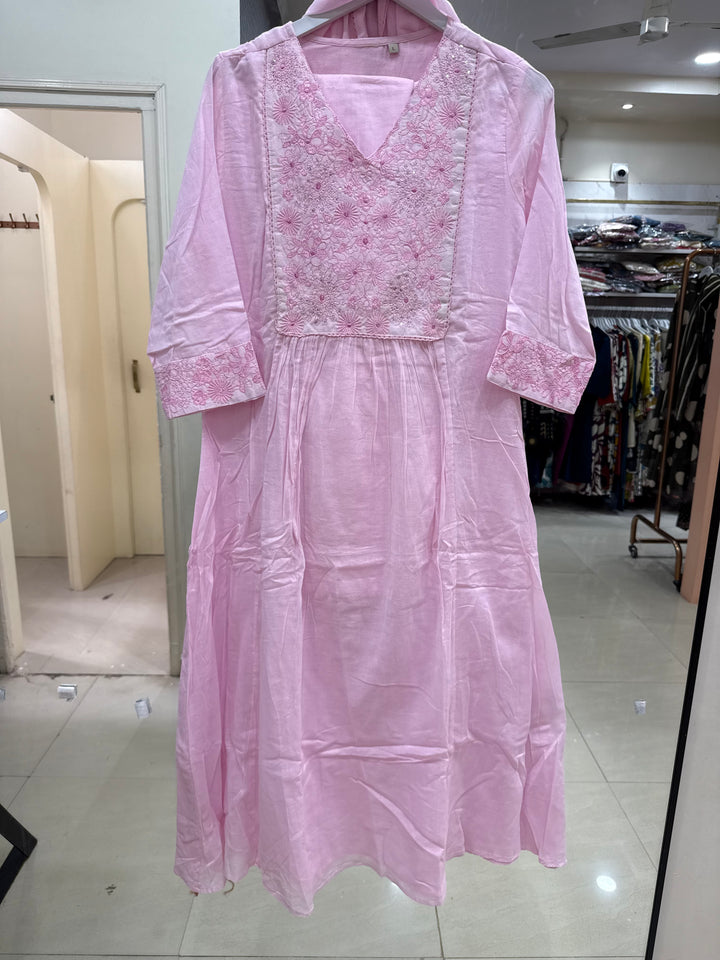 Pure Mul Cotton with Embroidery Work (Cotton Lining)  | R168