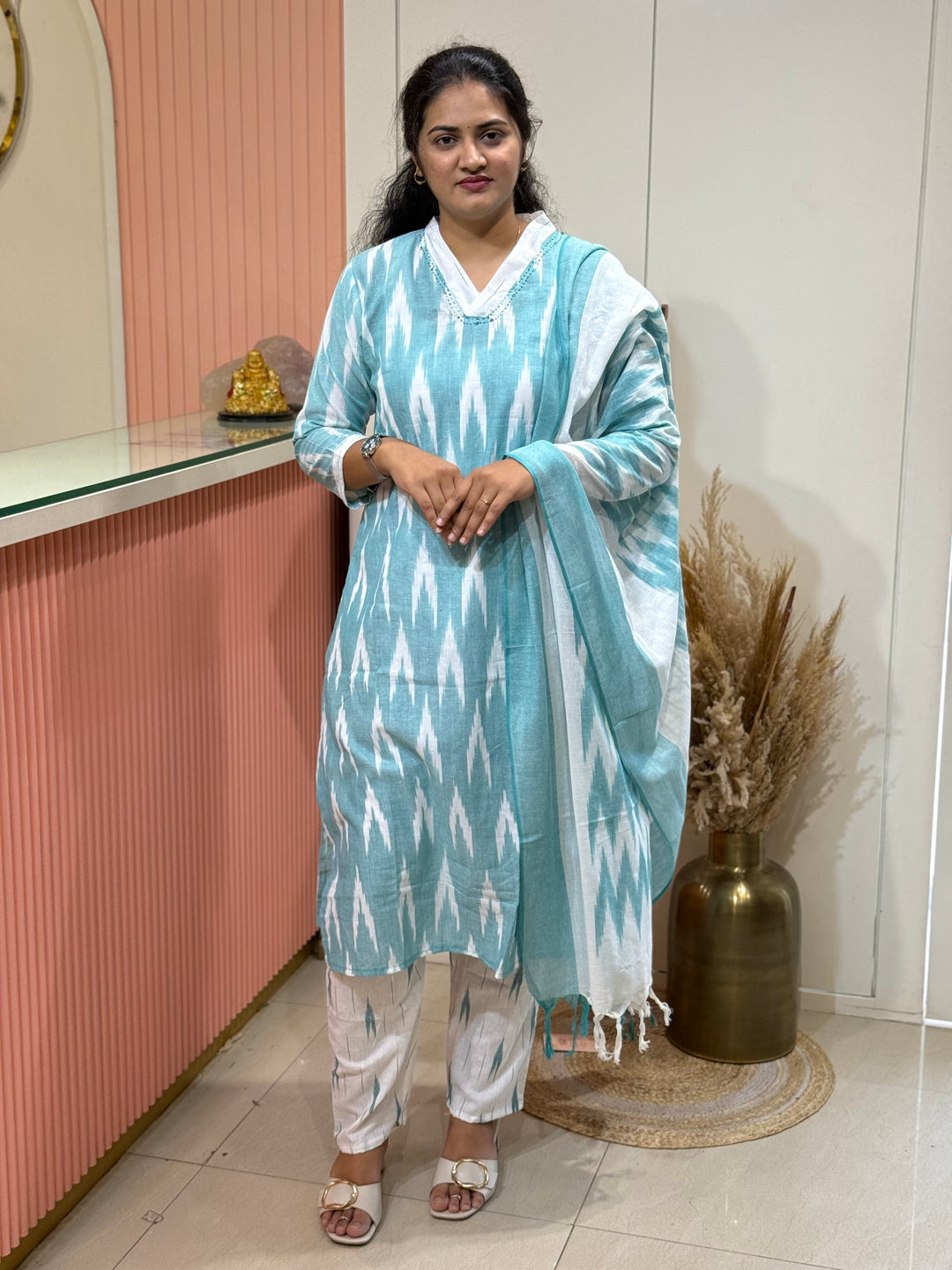 Ikkat Cotton Collection With Full Length Dupatta | R200