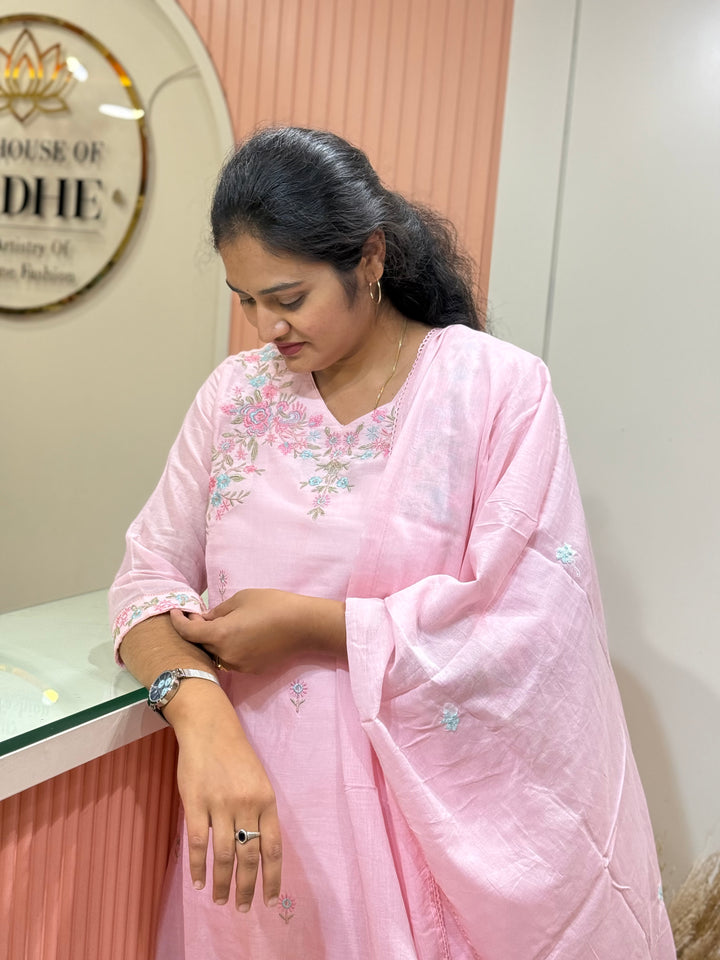 Pure Mul Cotton with Embroidery work (cotton lining) | R168
