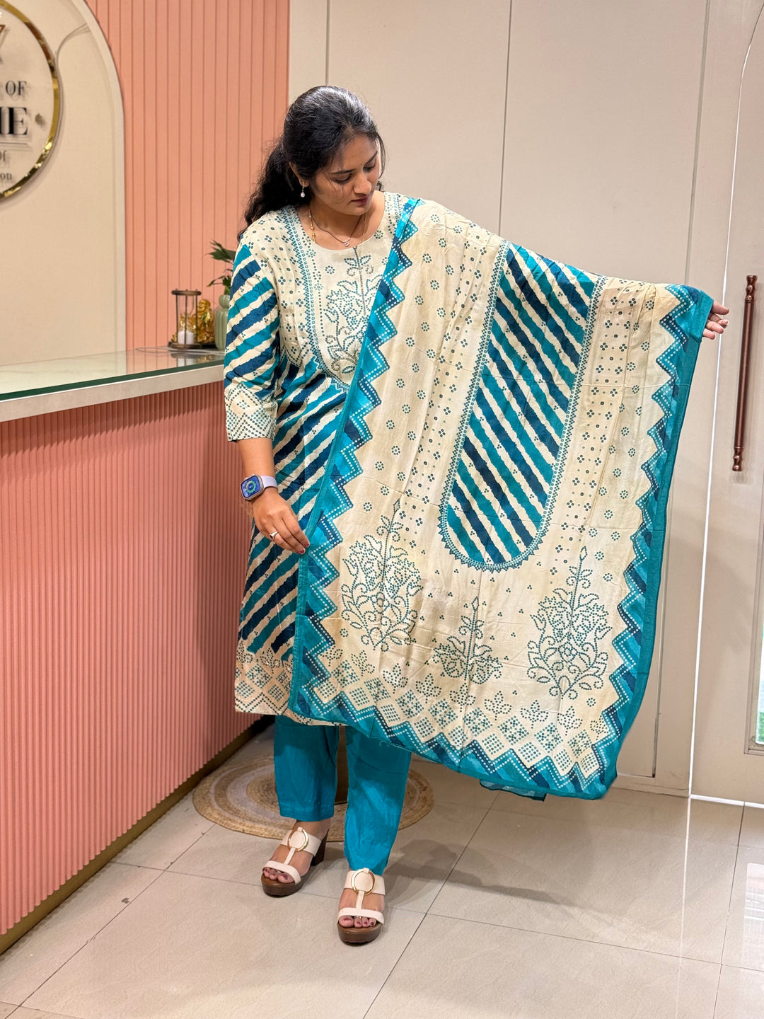 Tusser fabric with Bandhani design Collection (Cotton Lining )| R227