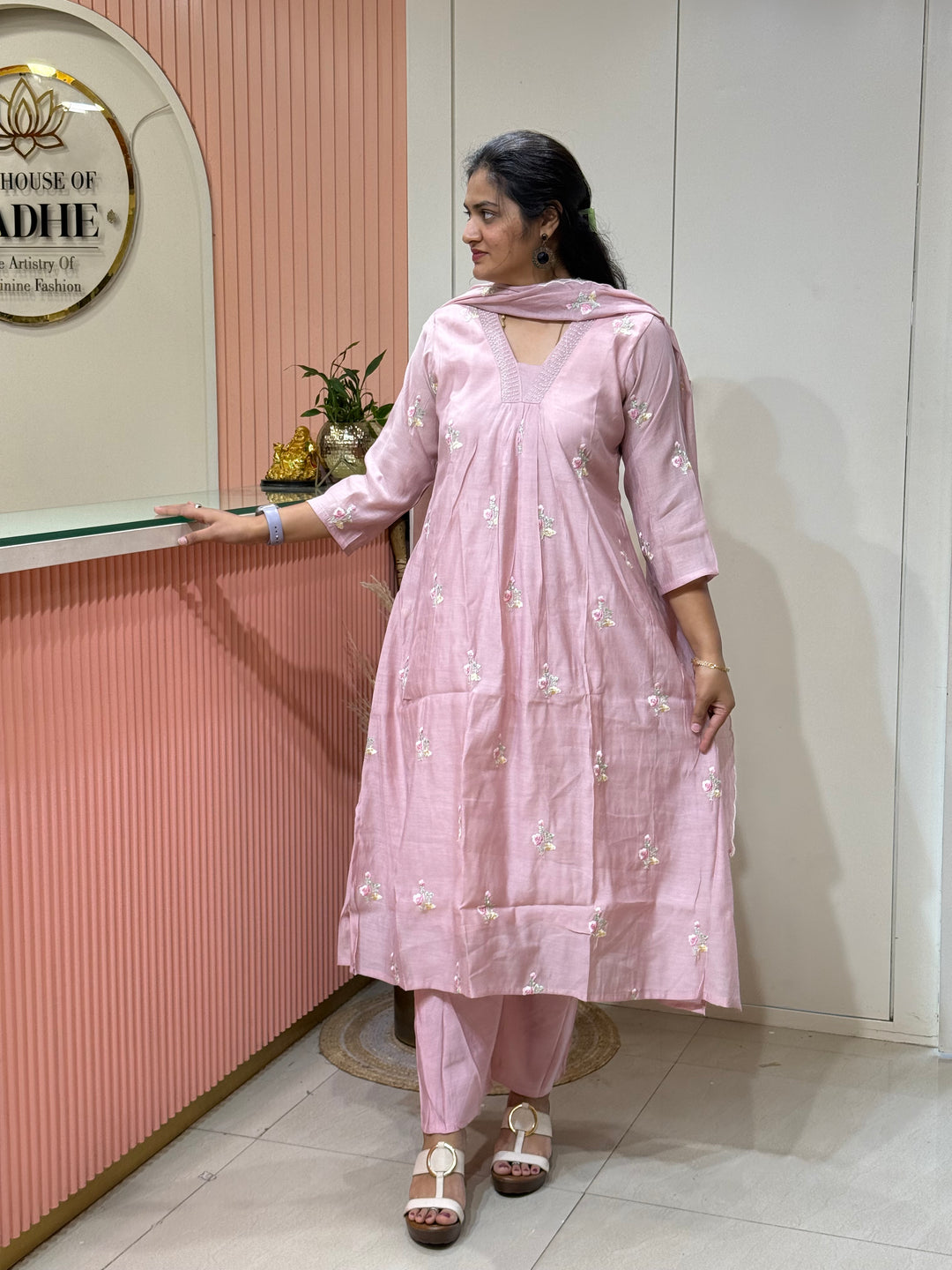 Premium Mul Chanderi with Embroidery work | R179
