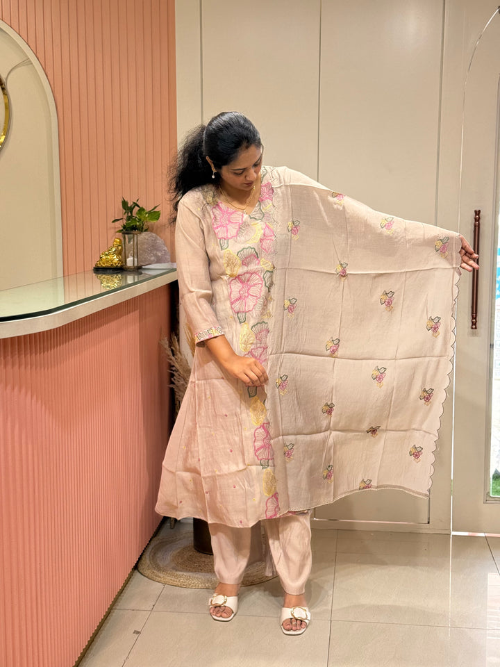 Mul Chanderi with Embroidery work ( Cotton Lining )| R204