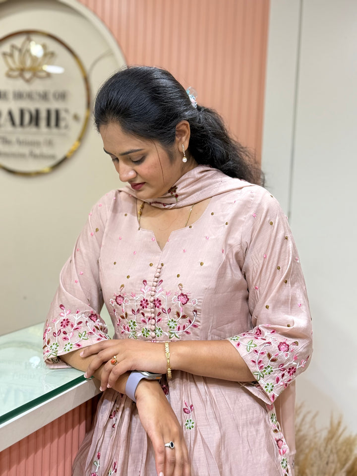 Mul Chanderi Collection with Embroidery work Both sides pockets | R208
