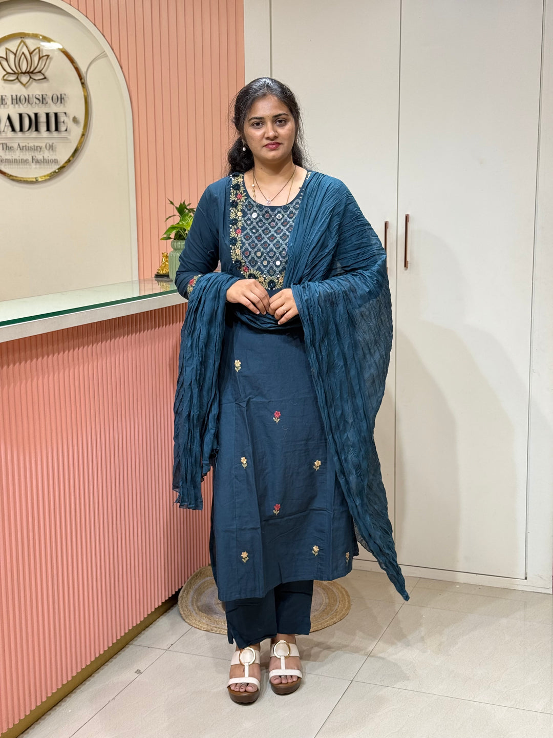 Khadi Cotton 3 Pcs Set Collection | Embroidery and Real Mirror Work | R145