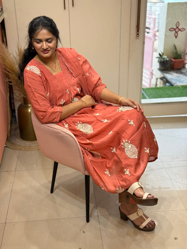 Pure Mul Chanderi handwork collection A Line Pattern | R229