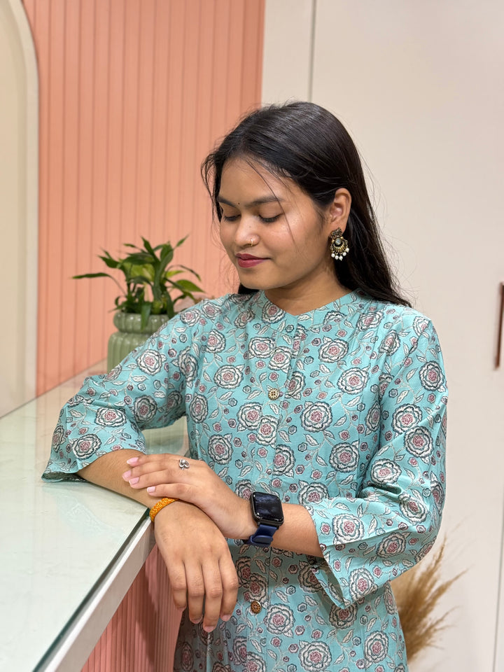 Rayon 2 piece collection with floral work | R137