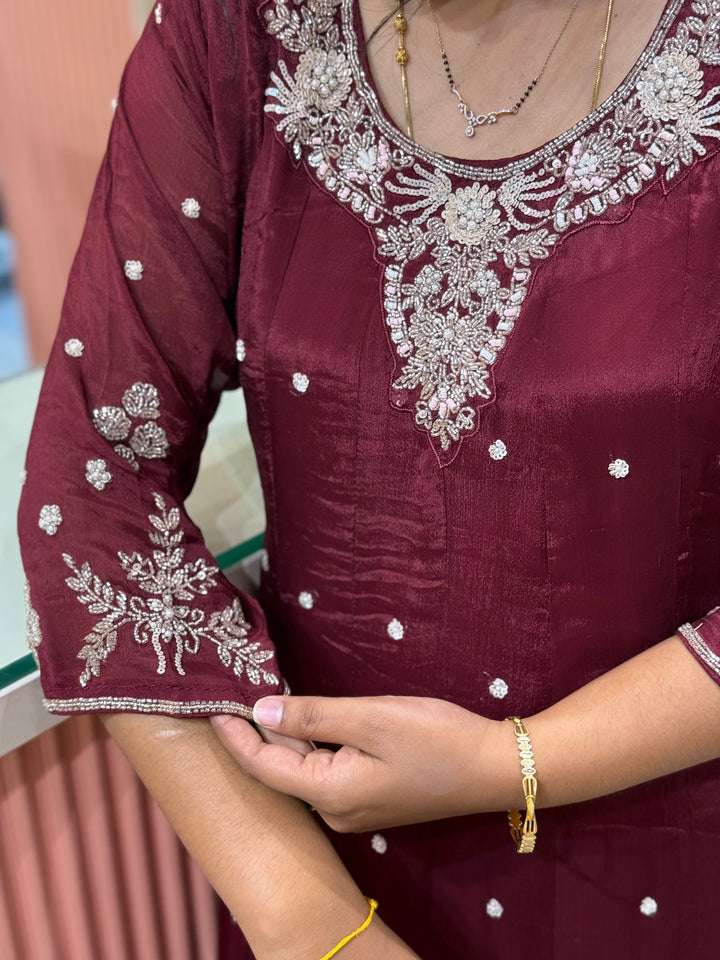 Pure Chinon Handwork Collection Party Wear  | R177