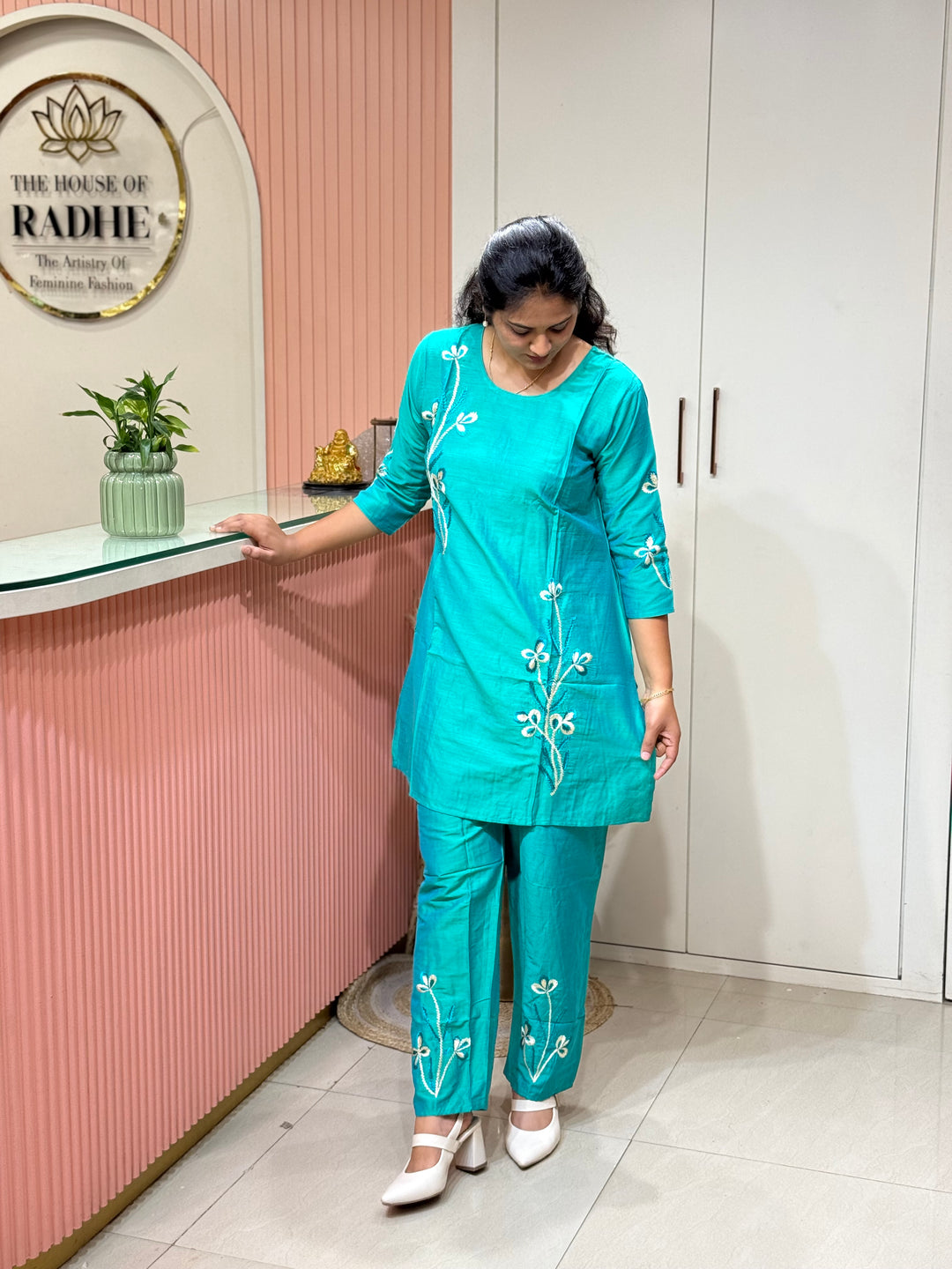 Co-Ord Set Collection with Beautiful Embroidery Design in Top and Bottom | R137