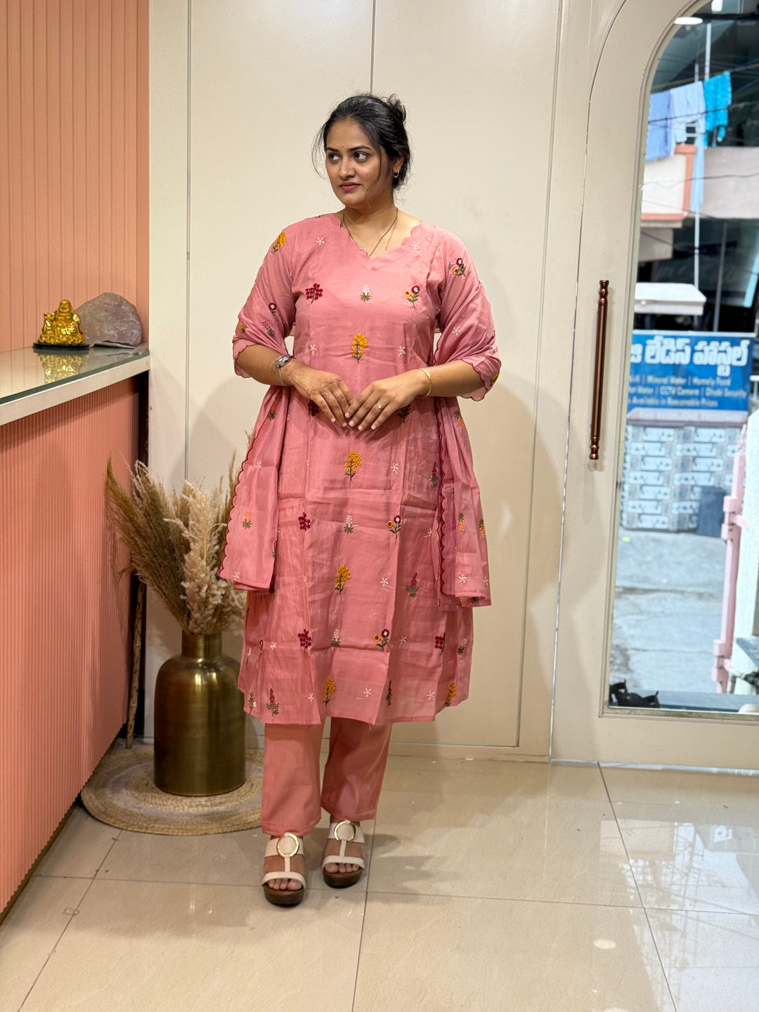 Mul Chanderi Embroidery Collection – Elegant Flare Pattern | R179