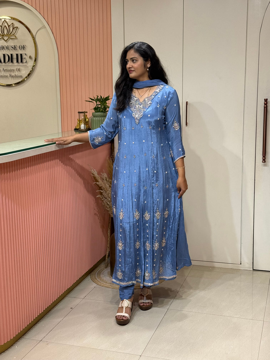 Pure Chinon Festive Collection | Full Handwork, Sequin &amp; Cut Dana | R177