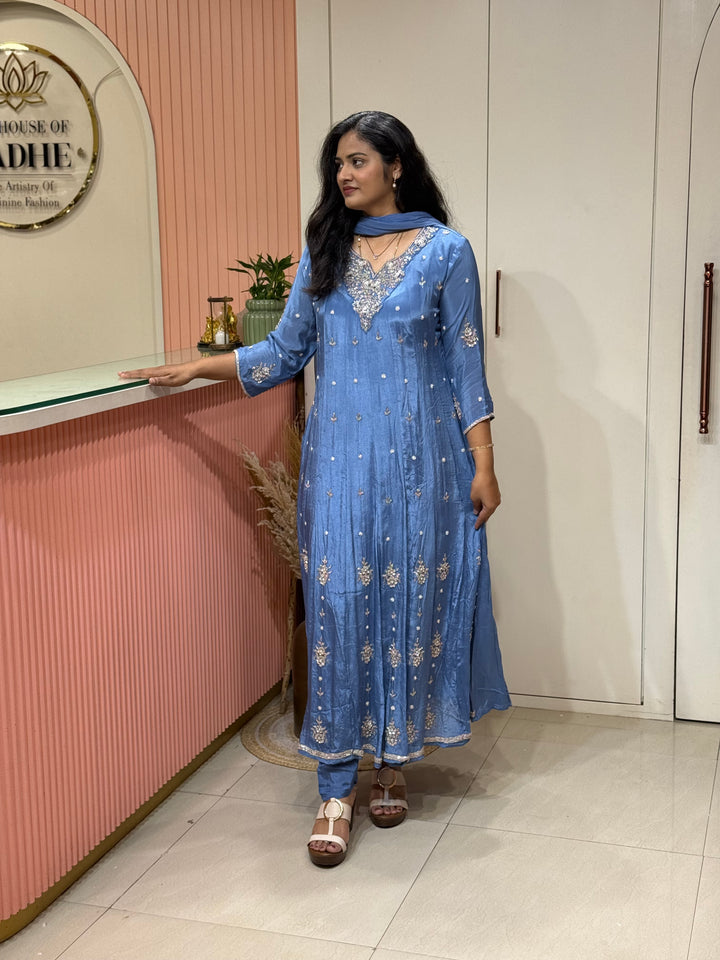 Pure Chinon Festive Collection | Full Handwork, Sequin &amp; Cut Dana | R177