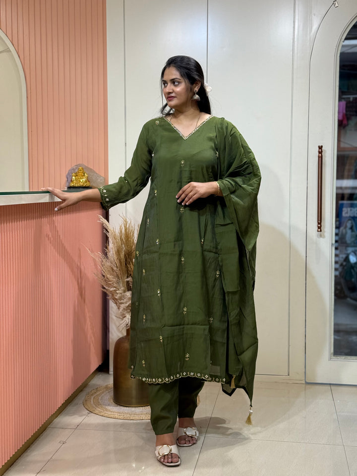 Mul Chanderi semi Party wear | R214