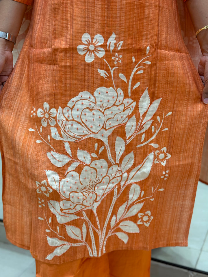 Premium Vatican fabric with beautiful floral work | R146